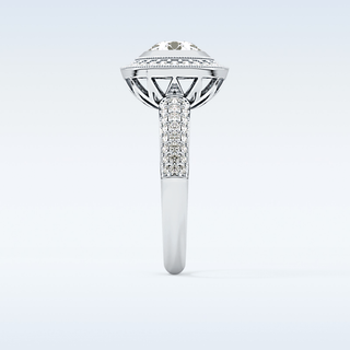 0.9 CT Halo & Pave Engagement Ring Featuring Round Moissanite