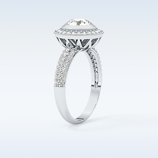 0.9 CT Halo & Pave Engagement Ring Featuring Round Moissanite