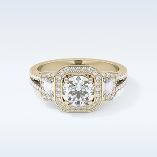 1.28 CT Cluster Engagement Ring Featuring Round Moissanite
