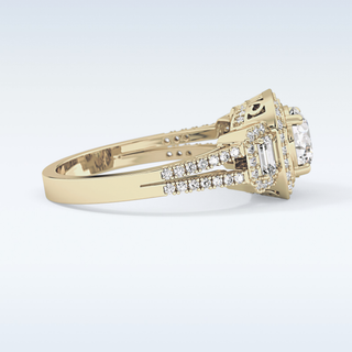1.28 CT Cluster Engagement Ring Featuring Round Moissanite
