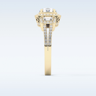1.28 CT Cluster Engagement Ring Featuring Round Moissanite