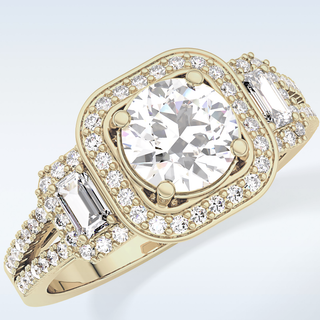 1.28 CT Cluster Engagement Ring Featuring Round Moissanite