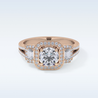1.28 CT Cluster Engagement Ring Featuring Round Moissanite