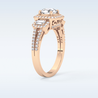 1.28 CT Cluster Engagement Ring Featuring Round Moissanite