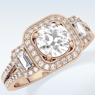 1.28 CT Cluster Engagement Ring Featuring Round Moissanite