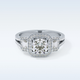 1.28 CT Cluster Engagement Ring Featuring Round Moissanite