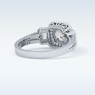 1.28 CT Cluster Engagement Ring Featuring Round Moissanite