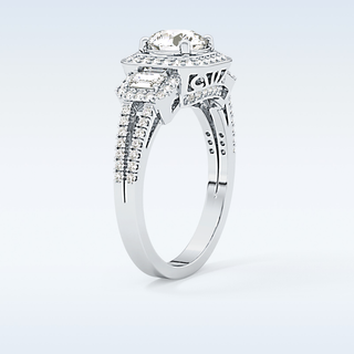 1.28 CT Cluster Engagement Ring Featuring Round Moissanite