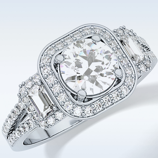1.28 CT Cluster Engagement Ring Featuring Round Moissanite