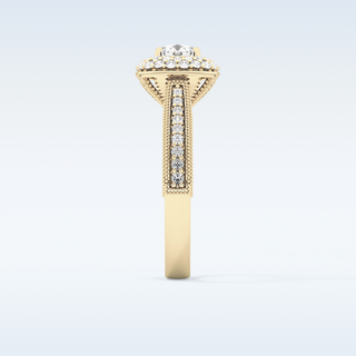 0.46 CT Double Halo & Pave Engagement Ring Featuring Round Moissanite