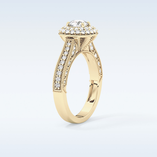 0.46 CT Double Halo & Pave Engagement Ring Featuring Round Moissanite