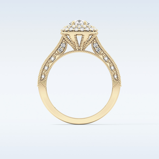 0.46 CT Double Halo & Pave Engagement Ring Featuring Round Moissanite