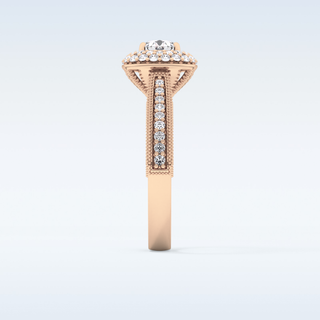 0.46 CT Double Halo & Pave Engagement Ring Featuring Round Moissanite