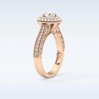 0.46 CT Double Halo & Pave Engagement Ring Featuring Round Moissanite