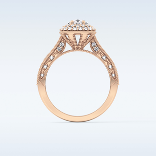 0.46 CT Double Halo & Pave Engagement Ring Featuring Round Moissanite