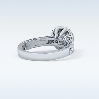 0.46 CT Double Halo & Pave Engagement Ring Featuring Round Moissanite