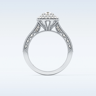 0.46 CT Double Halo & Pave Engagement Ring Featuring Round Moissanite