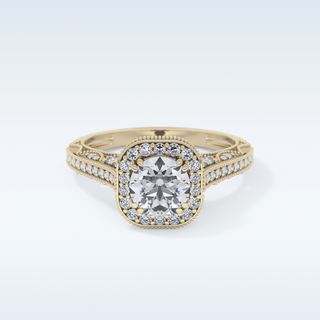 1.05 CT Halo & Pave Engagement Ring Featuring Round Moissanite