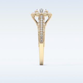 1.05 CT Halo & Pave Engagement Ring Featuring Round Moissanite