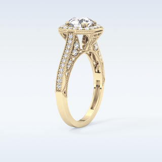 1.05 CT Halo & Pave Engagement Ring Featuring Round Moissanite
