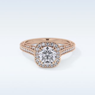 1.05 CT Halo & Pave Engagement Ring Featuring Round Moissanite
