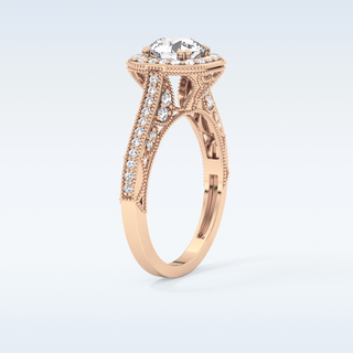 1.05 CT Halo & Pave Engagement Ring Featuring Round Moissanite