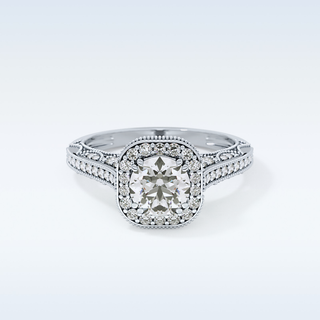 1.05 CT Halo & Pave Engagement Ring Featuring Round Moissanite