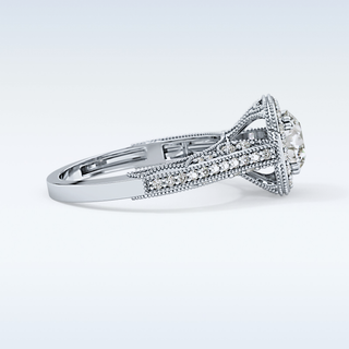 1.05 CT Halo & Pave Engagement Ring Featuring Round Moissanite