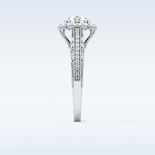 1.05 CT Halo & Pave Engagement Ring Featuring Round Moissanite