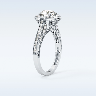 1.05 CT Halo & Pave Engagement Ring Featuring Round Moissanite