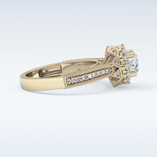 0.79 CT Halo & Pave Engagement Ring Featuring Round Moissanite