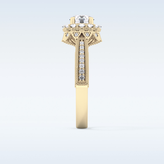 0.79 CT Halo & Pave Engagement Ring Featuring Round Moissanite