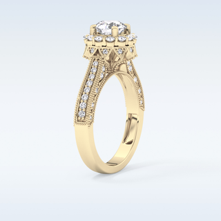 0.79 CT Halo & Pave Engagement Ring Featuring Round Moissanite