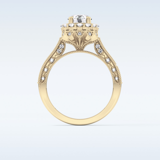 0.79 CT Halo & Pave Engagement Ring Featuring Round Moissanite