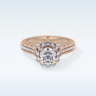 0.79 CT Halo & Pave Engagement Ring Featuring Round Moissanite