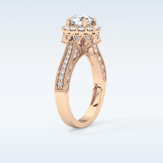 0.79 CT Halo & Pave Engagement Ring Featuring Round Moissanite