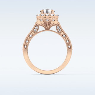 0.79 CT Halo & Pave Engagement Ring Featuring Round Moissanite