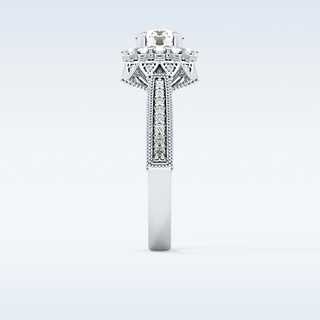 0.79 CT Halo & Pave Engagement Ring Featuring Round Moissanite