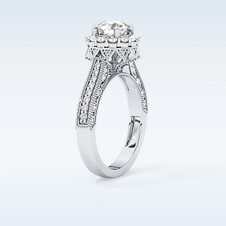 0.79 CT Halo & Pave Engagement Ring Featuring Round Moissanite