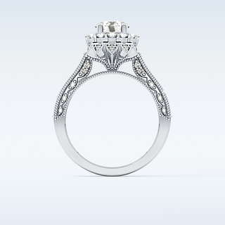 0.79 CT Halo & Pave Engagement Ring Featuring Round Moissanite