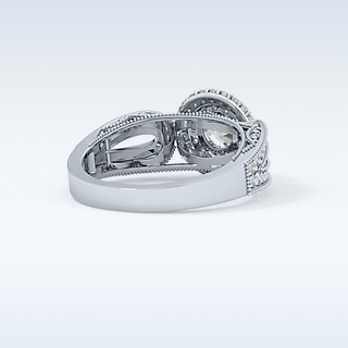 0.49 CT Double Halo & Pave Engagement Ring Featuring Round Moissanite