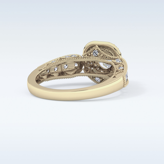 1.05 CT Double Halo & Pave Engagement Ring Featuring Round Moissanite