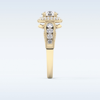 1.05 CT Double Halo & Pave Engagement Ring Featuring Round Moissanite