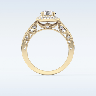 1.05 CT Double Halo & Pave Engagement Ring Featuring Round Moissanite