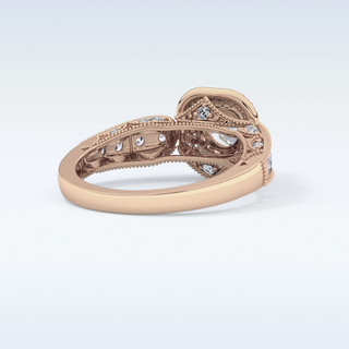 1.05 CT Double Halo & Pave Engagement Ring Featuring Round Moissanite