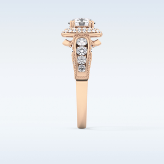 1.05 CT Double Halo & Pave Engagement Ring Featuring Round Moissanite