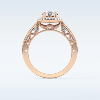 1.05 CT Double Halo & Pave Engagement Ring Featuring Round Moissanite