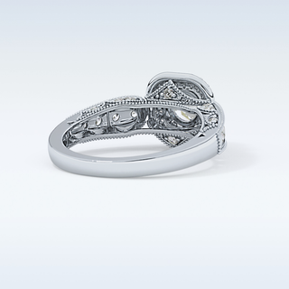 1.05 CT Double Halo & Pave Engagement Ring Featuring Round Moissanite