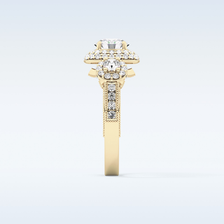0.84 CT Cluster Engagement Ring Featuring Round Moissanite