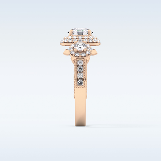 0.84 CT Cluster Engagement Ring Featuring Round Moissanite